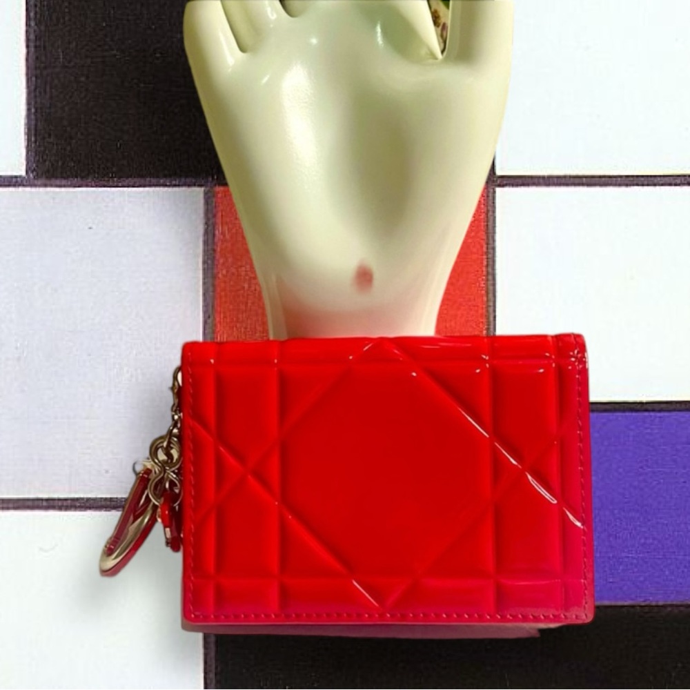 Dior Red Lambskin Card Holder